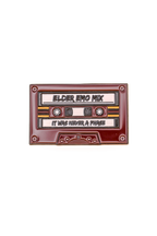 Cassette tape-shaped pin with 'Elder Emo Mix' text