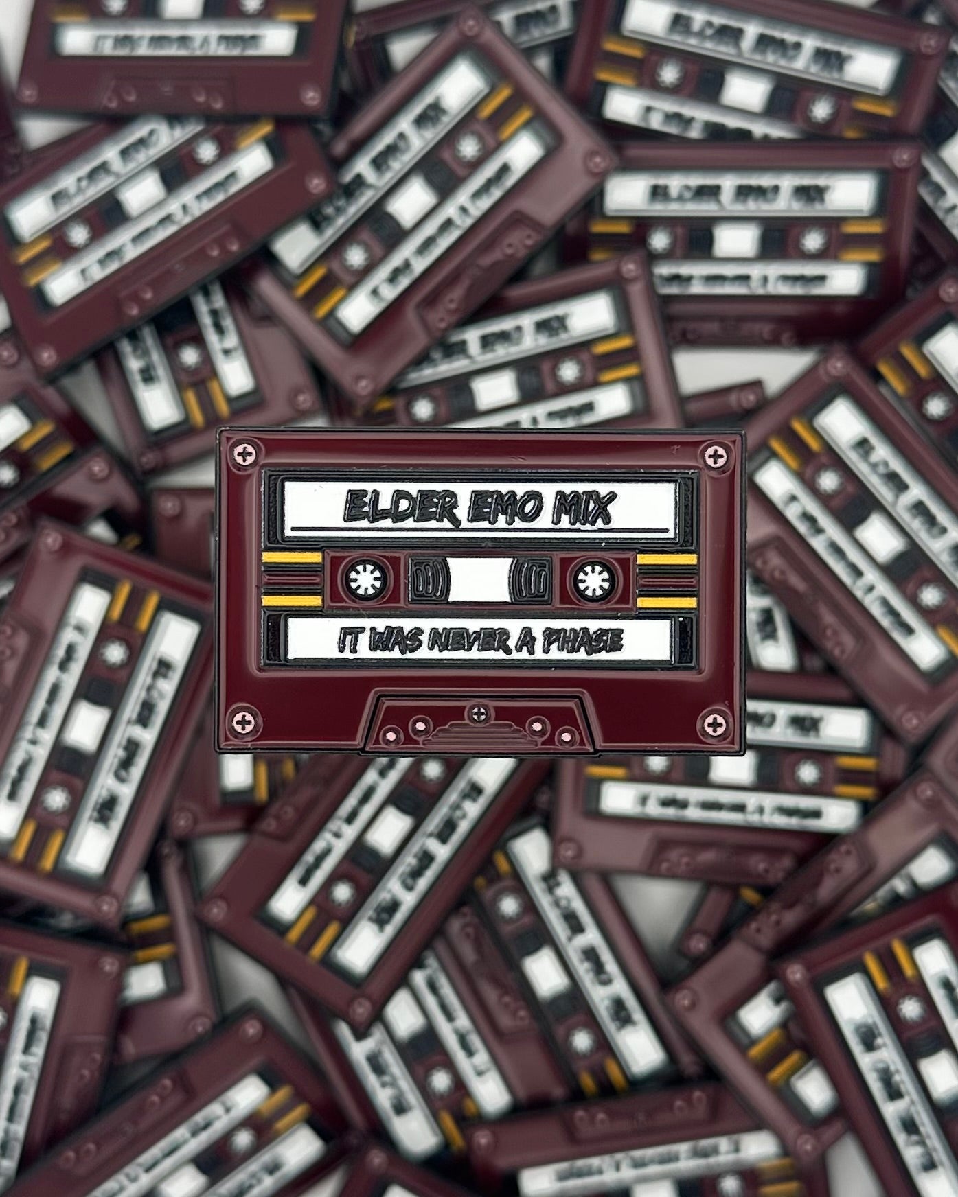 Cassette Tape Elder Emo Mix - Red - Enamel Pin
