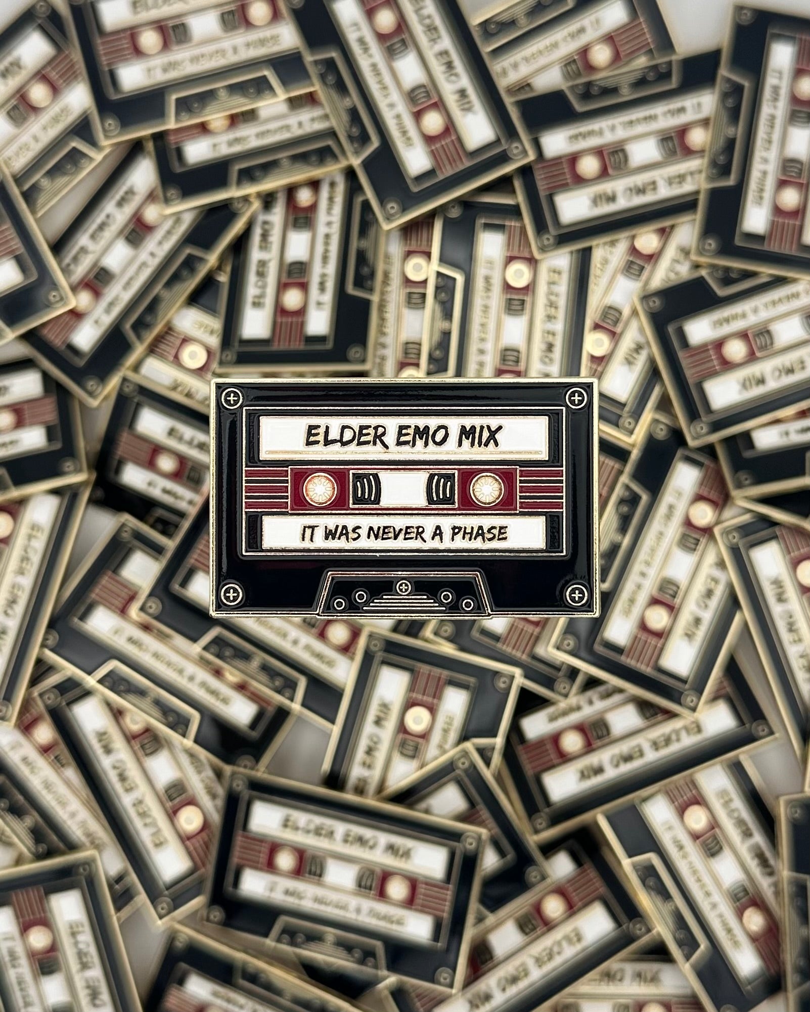 Cassette Tape Elder Emo Mix - Black - Enamel Pin
