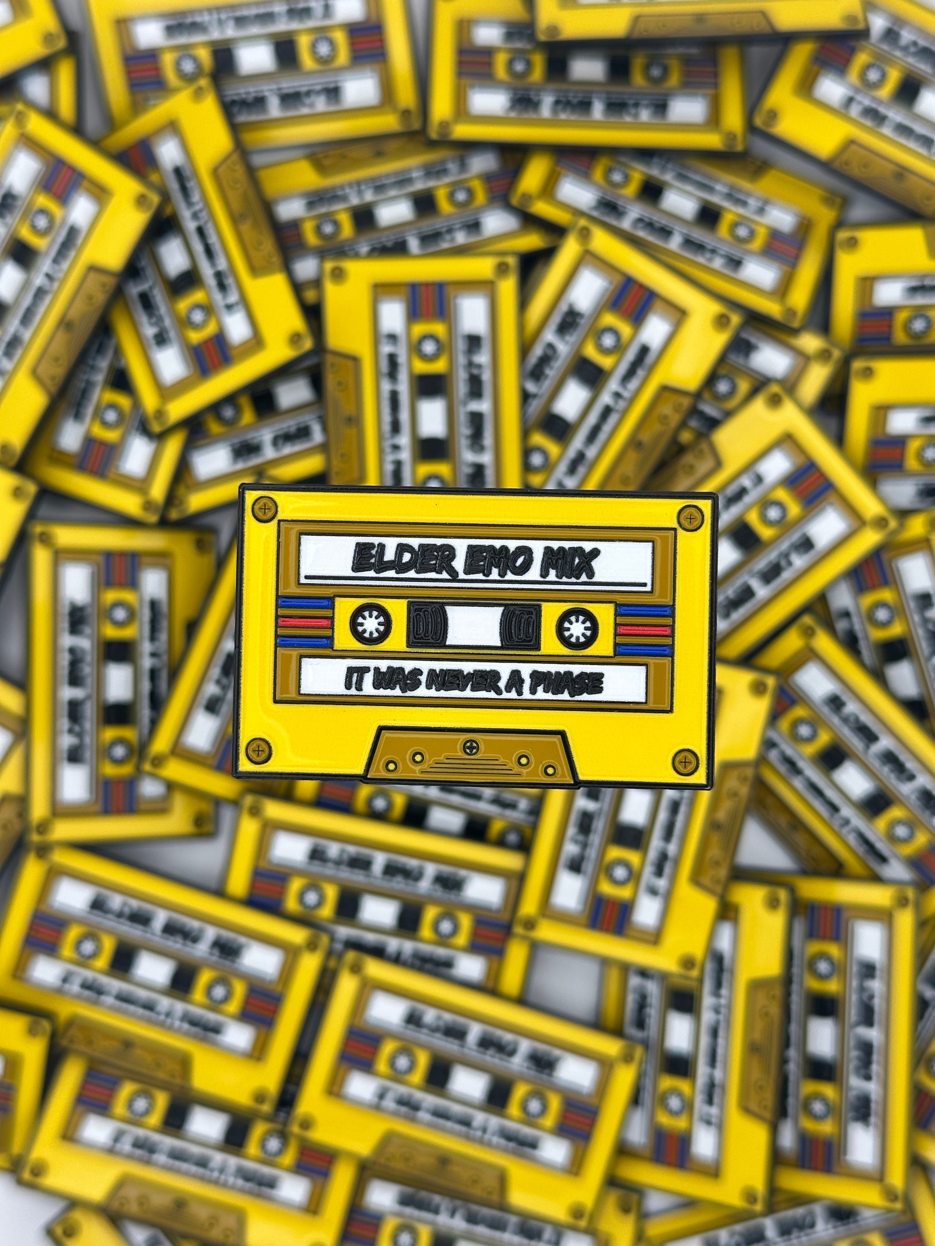 Cassette Tape Elder Emo Mix - Yellow - Enamel Pin
