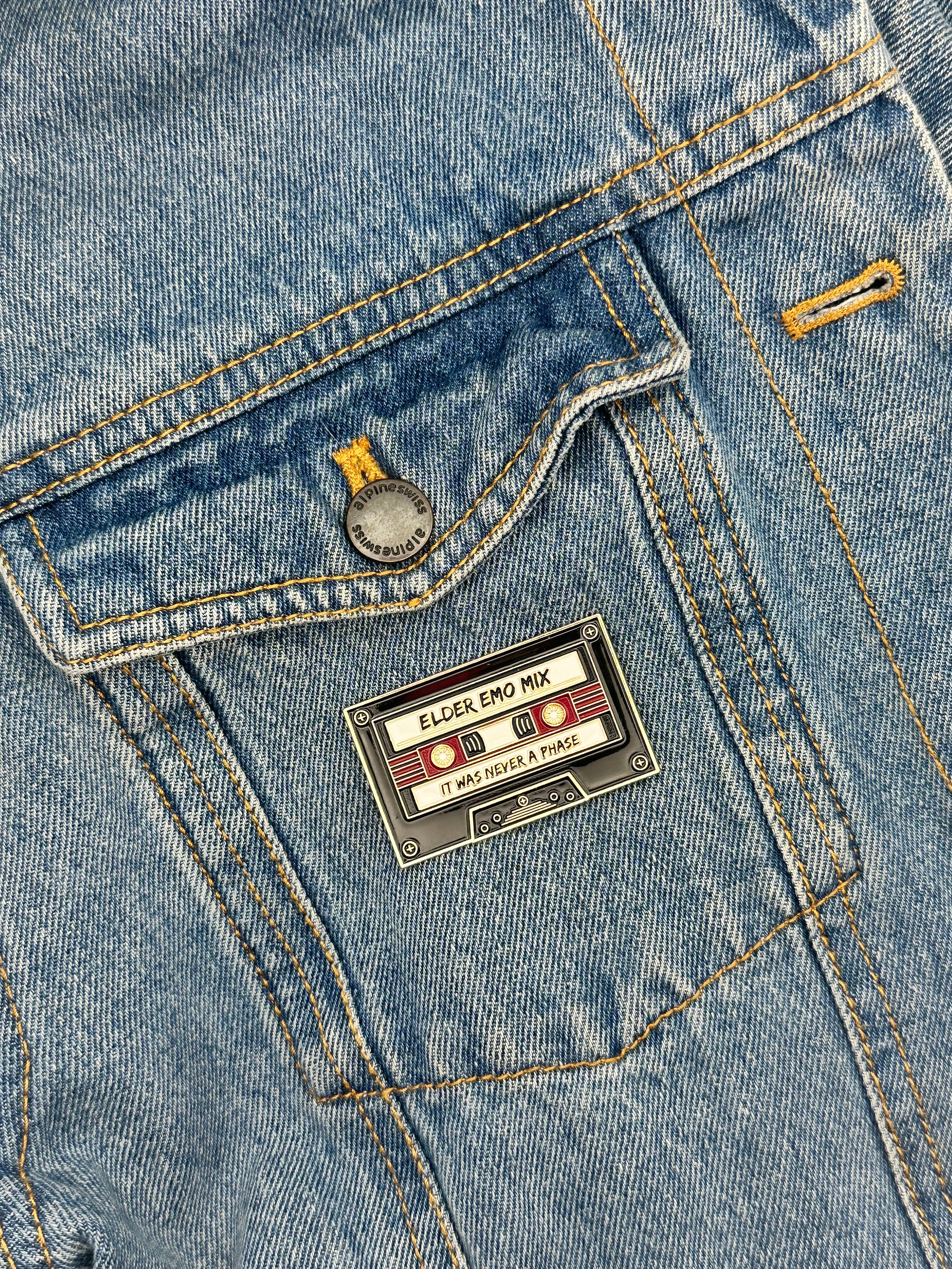 Cassette Tape Elder Emo Mix - Black - Enamel Pin