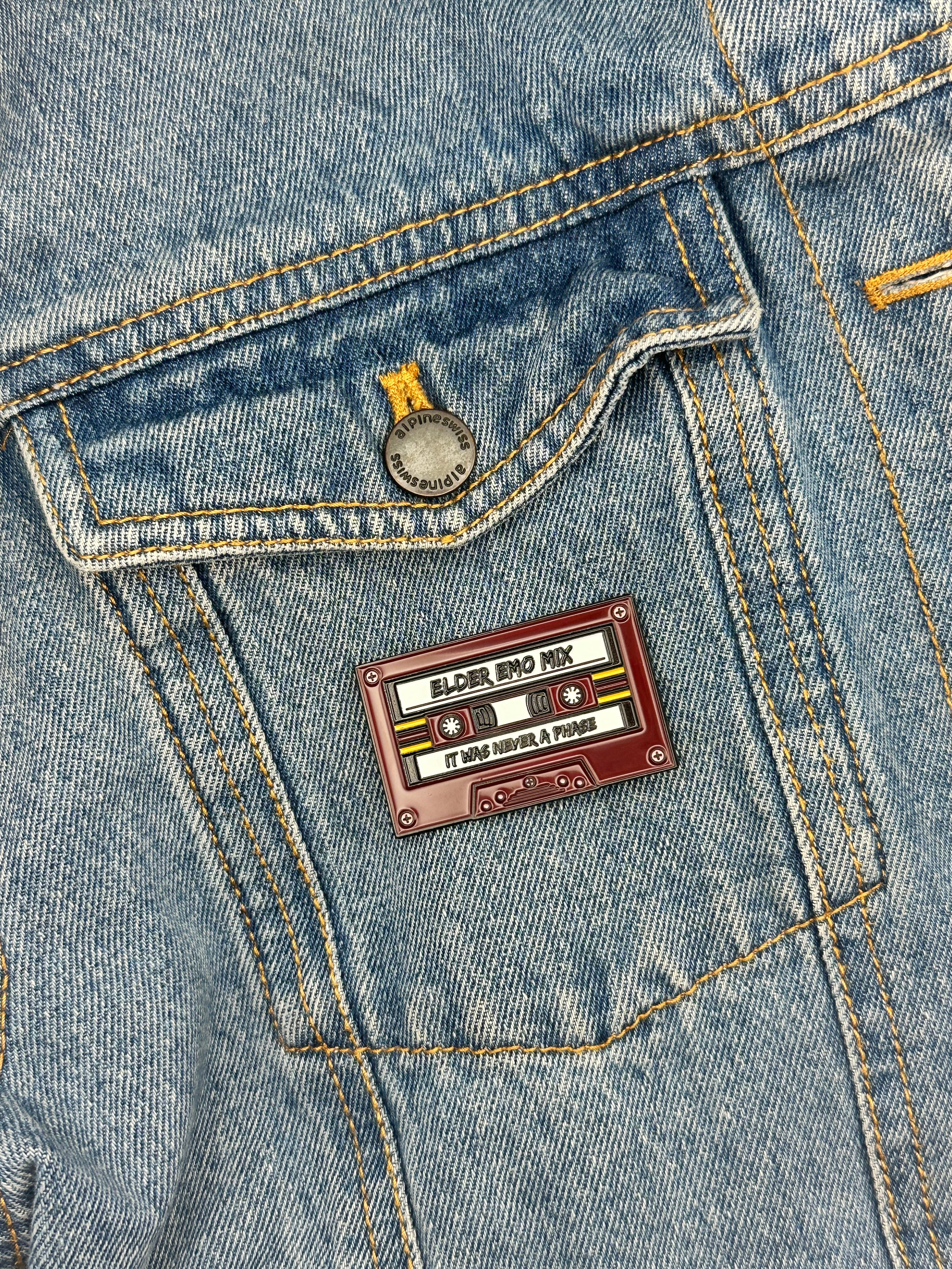 Cassette Tape Elder Emo Mix - Red - Enamel Pin