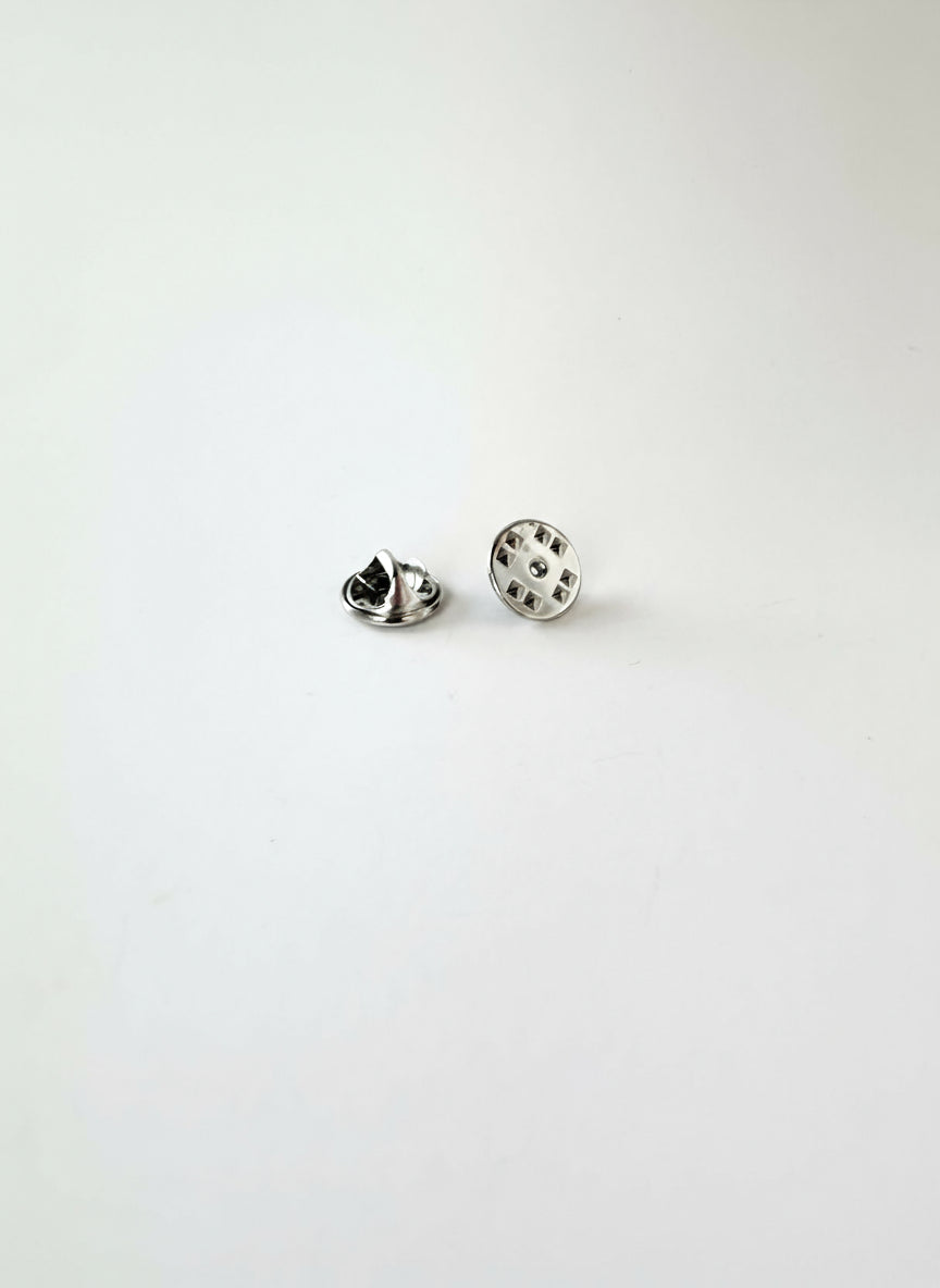 Pair of silver military clutch pin backs