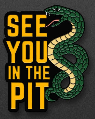 Green snake design with text 'SEE YOU IN THE PIT' on a dark background